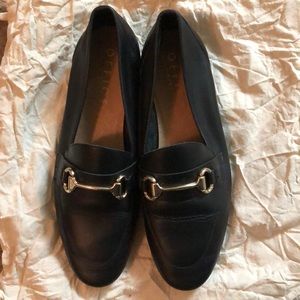 black & gold business loafers